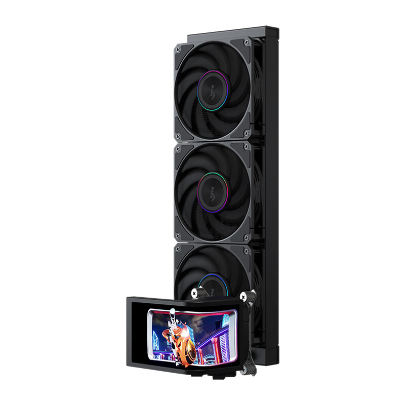 SAMA ZW360D Ultra Fenghan Black Curved Screen Water-Cooled CPU Cooler with 360° Rotating Water Cooling Head / 6.8-Inch 2K Screen / Naked Eye 3D / LGA1851 / AM5