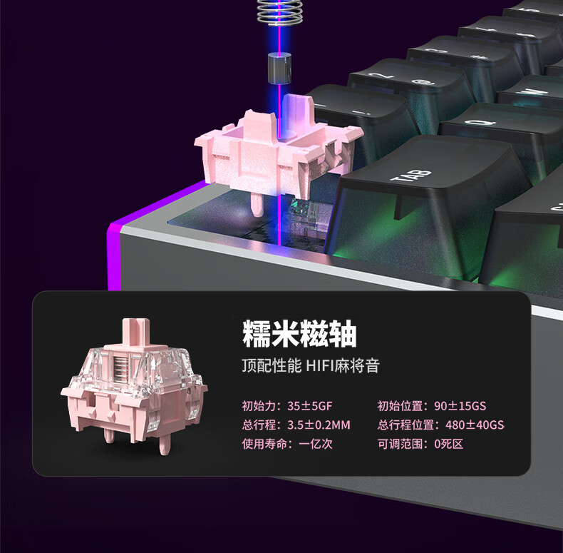 Hyeku MAG68 Magnetic Switch Keyboard, Customizable Keyboard for Gaming, Wired Hot-Swappable Aluminum Case, VALORANT RT Mode 68-Key Keyra Glitchy Switches 1