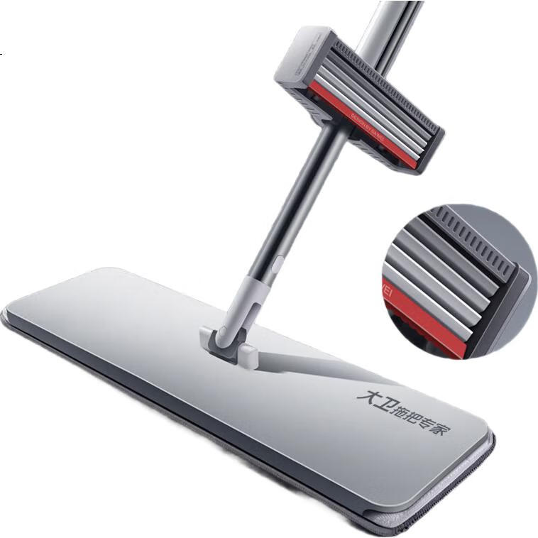 Швабра Dawei Flat Mop, 40см, 133см, 2 насадки из ткани P12, без ручного мытья, 5-слойная скребок для грязи