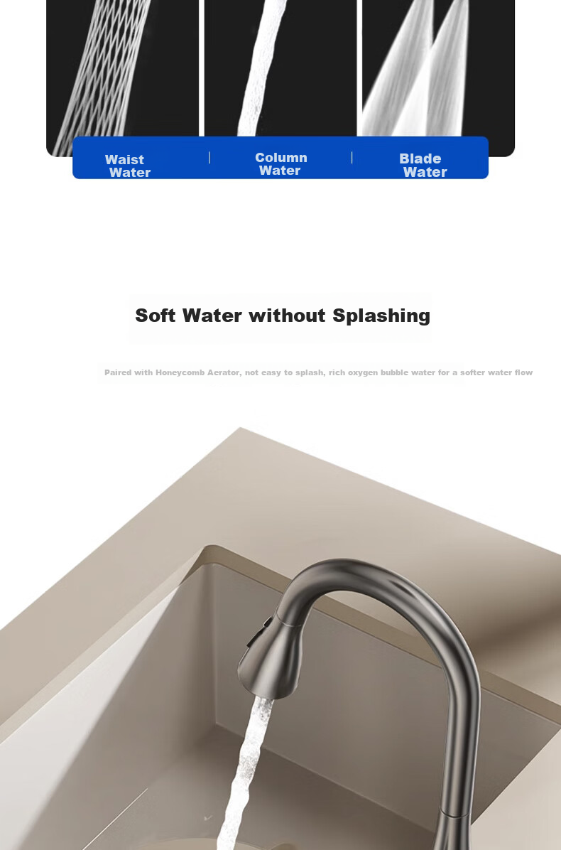 HOMK [Germany] Kitchen Faucet, Hot And Cold Vegetable Washing Sink, Pull-Out Faucet, Extendable Dishwashing Sink Faucet 5