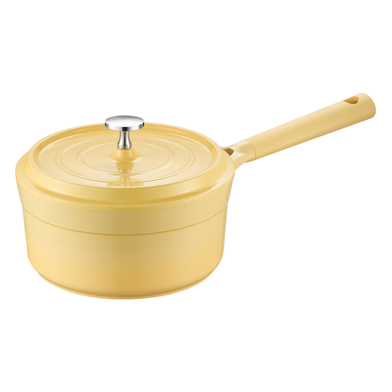 JD Original Milk Pot, Baby Food Small Soup Pot, Ceramic Non-Stick [Titanium Healthy], 20cm Gradient Yellow
