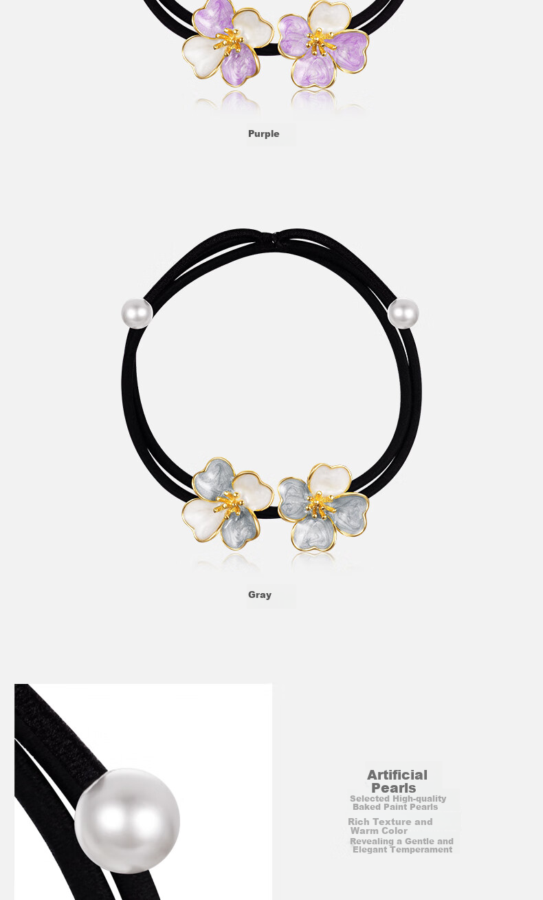Cercoo Qingzhen Pearl Series Hair Ties, Headbands, Hair Elastics, Ponytail Holders, High-Elasticity Rubber Bands, Mid-Autumn Festival Gift 3