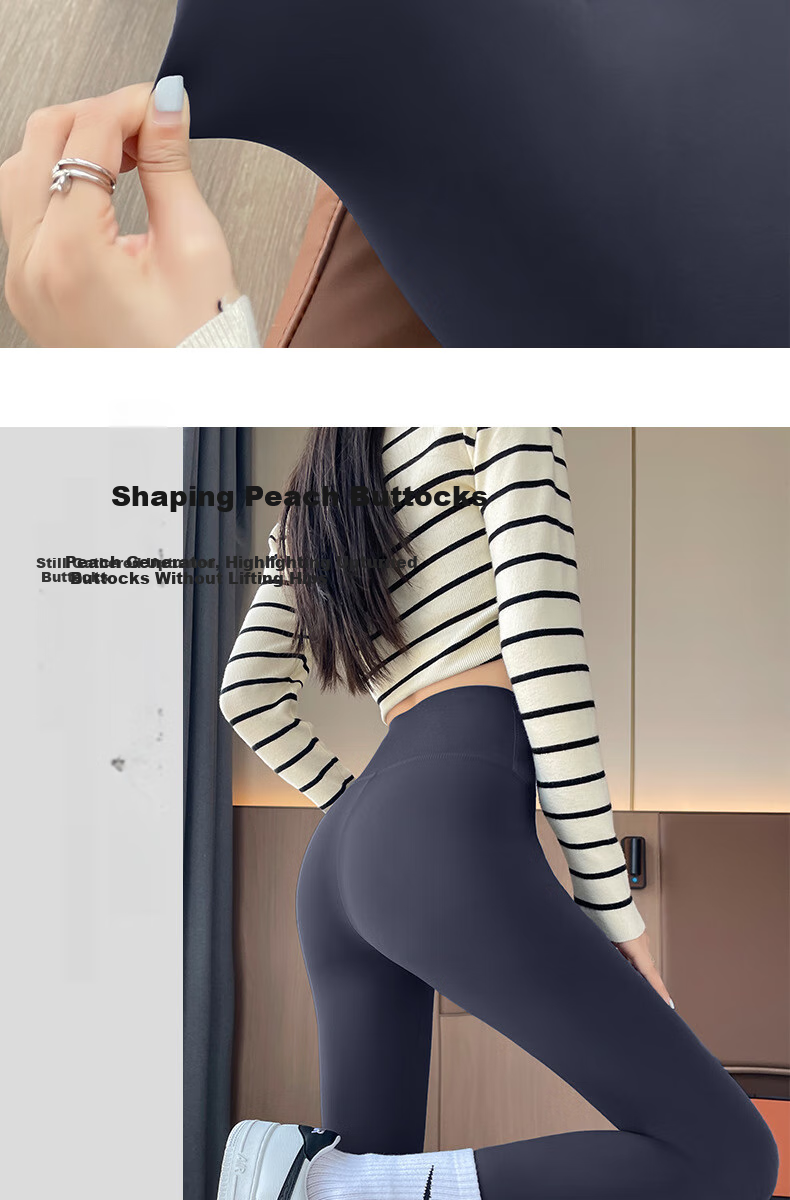 LangSha Seamless High-Waisted Leggings for Women, High-Elastic Butt-Lifting Cycling Yoga Pants, Coffee Color, Size M 7