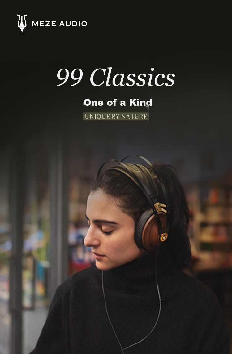 MEZEANTONIO (Meze) 99 Classics Walnut Headphones, Closed-Back Dynamic HiFi Wired Headphones, Walnut Wood Shell, Black And Gold Color 1