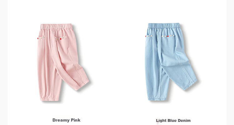 BALABALA Children's Clothing, Kids' Long Pants, Cool Denim Jeans, Girls' Summer Trousers, Elastic Waist, 208225108008 6