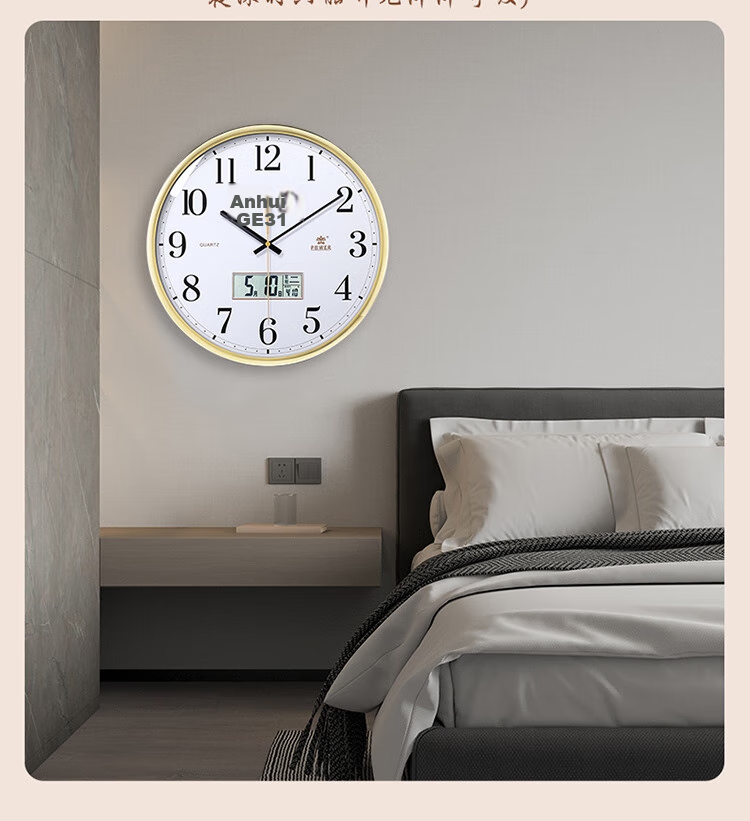 POWER Bawang Wall Clock, Living Room Temperature And Humidity Display, Convex Face Clock, Creative Wall-Mounted Quartz Clock, No Drilling Required, Home Use, Diameter 36cm 7