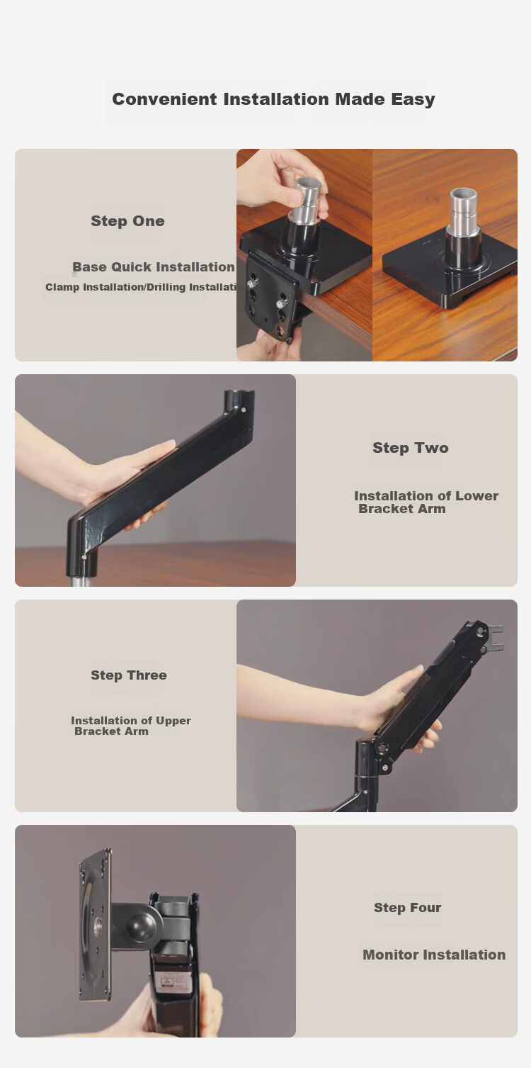 JD Original Monitor Stand, Mechanical Arm, Computer Desk Clamp Base, Screen Lifting Suspended Riser JZ-ZJ01 White 17-32 Inch, Compatible with Zhuowei Gaming 12