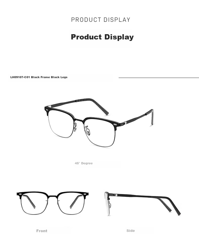 LOHO Thin Steel Series | Ultra-Light Myopia Glasses, Brow Frame Semi-Rimless, Blue Light Blocking, Professional Prescription Available, Men's Eyeglasses 19