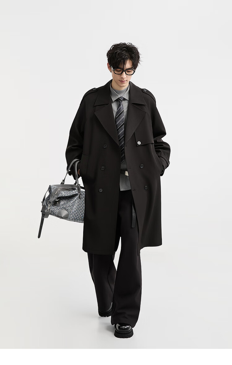 Earl Zuoer 2025 Autumn New Over-the-Knee Long Trench Coat Men's Business Casual Loose High-End Wrinkle-Resistant Non-Iron Overcoat 13