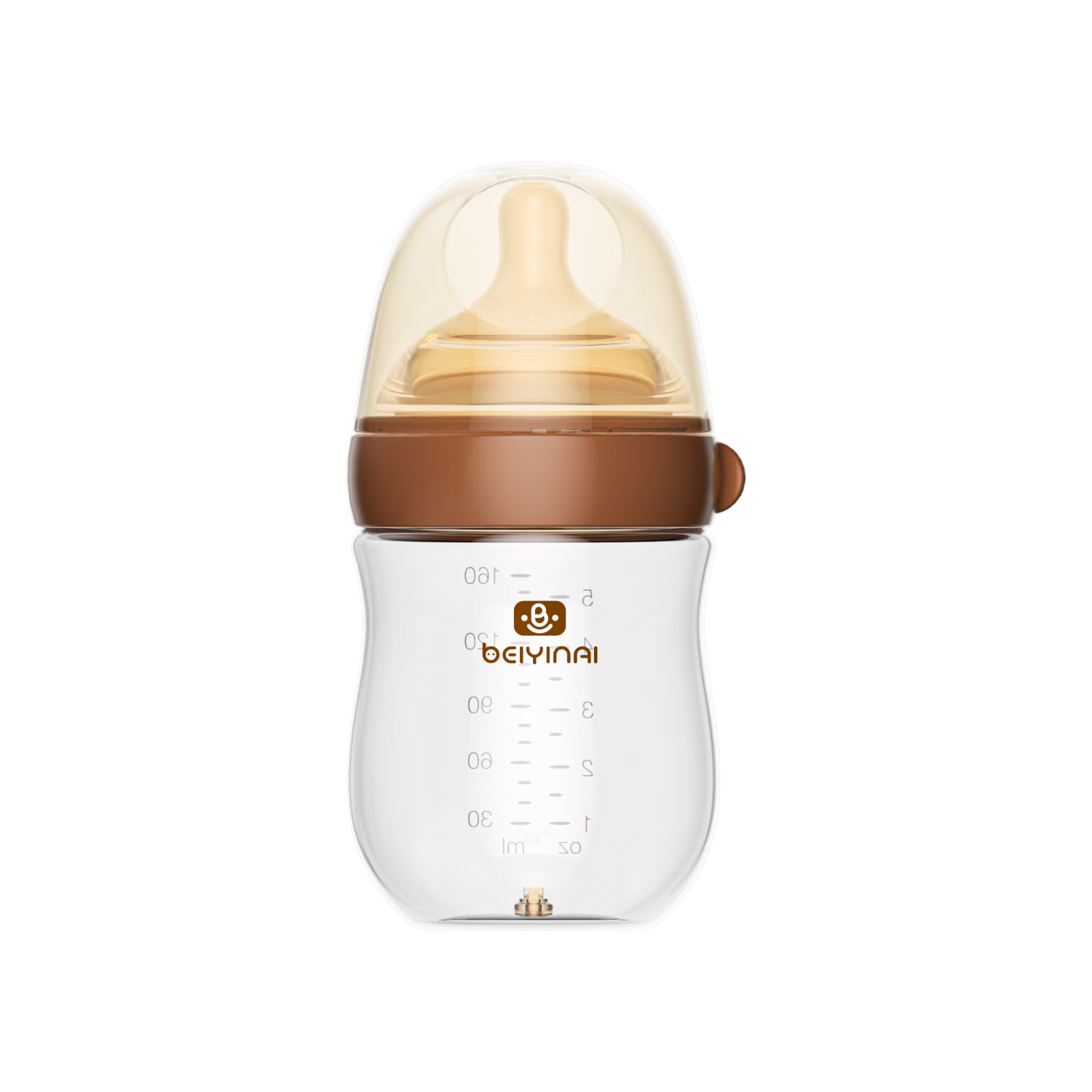 BEIYINAI Newborn Glass Baby Bottle 240ml Anti-Colic Infant Feeding Bottle Brown (0-3 Months)