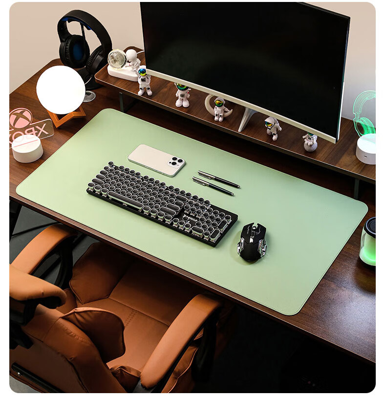 Juyingfeng Extra Large Mouse Pad, Leather Waterproof Mouse Pad, Laptop Office Extra Large Double-Sided Desk Pad, Natural Wood Texture with Lock Edge, Wear-Resistant, 90*45cm, Brow 3