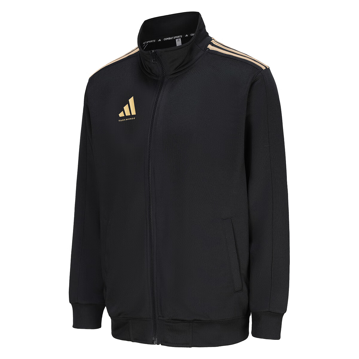 Adidas Spring Running Sportswear Set for Men, Outdoor Windproof Jacket And Long Pants Two-Piece Suit, Black/gold, 2XL