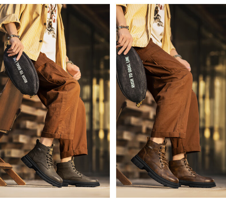 Bull Family Men's Shoes Spring Autumn New British Style Martin Boots Fashion Trendy Men's Work Boots Versatile Durable Shoes 9
