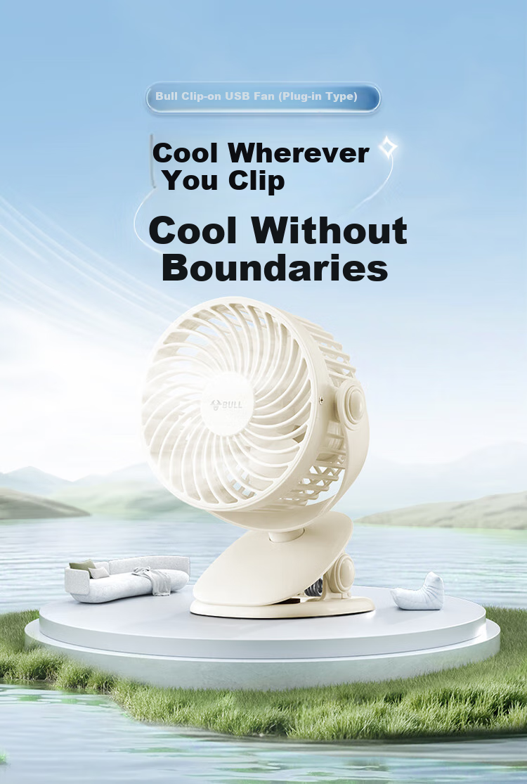 Bull USB Desktop Fan [3C Certified Battery] Mini Quiet Small Fan 4000mAh Rechargeable for Student Dormitory Office Desktop Clip Fan 1
