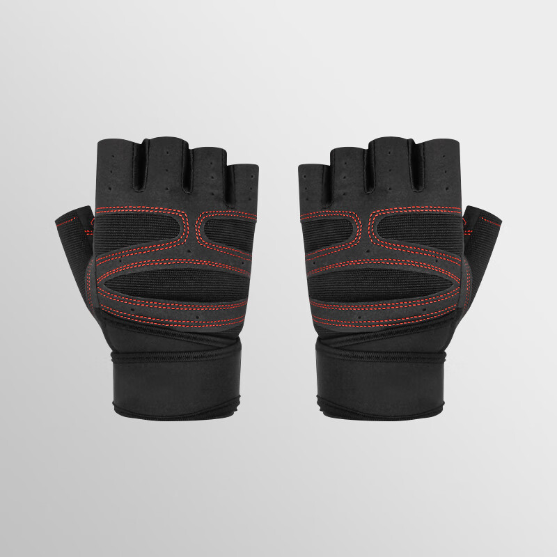 Duweike Fitness Gloves Men Women Workout Gloves Gym Training Dumbbell Anti-Slip Half Finger Palm Wrist Support Black Size M