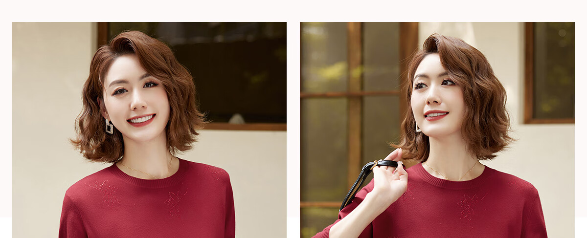 YUZHAOLIN Mid-Autumn Festival Gift for Middle-Aged Mom, Red Knitted Sweater for Middle-Aged And Elderly Women Y243Z3014 19