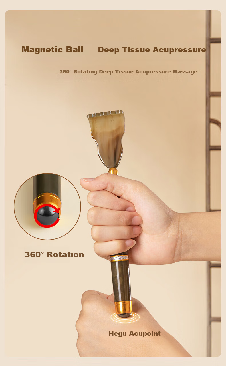 Fanyejia Natural Ox Horn Back Scratcher, Extendable Self-Massage Tool, Back Scratcher Gift Box, Mid-Autumn Festival Gift 6
