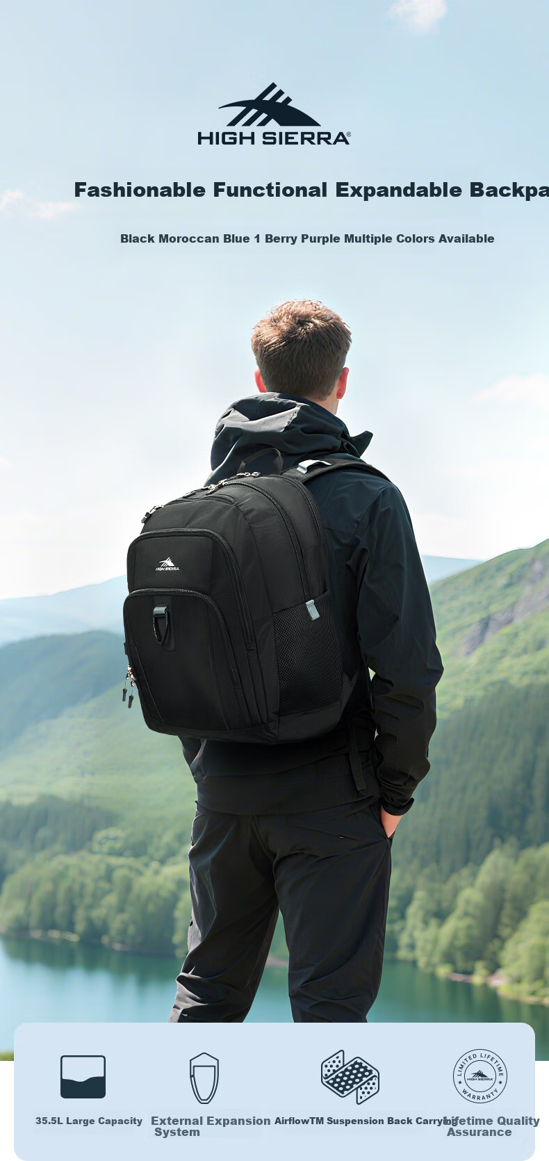 High Sierra Commuter Backpack, New from Xueli Brand, Outdoor Hiking Bag for Men And Women, Large Capacity Laptop Bag, Durable Backpack 3