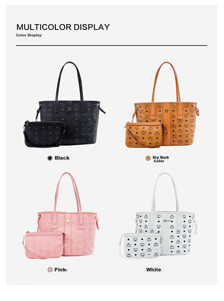MCM LIZ Small Tote Bag, Reversible Mother-Daughter Bag, Shoulder Bag, Handheld Bag, Black Gift 4