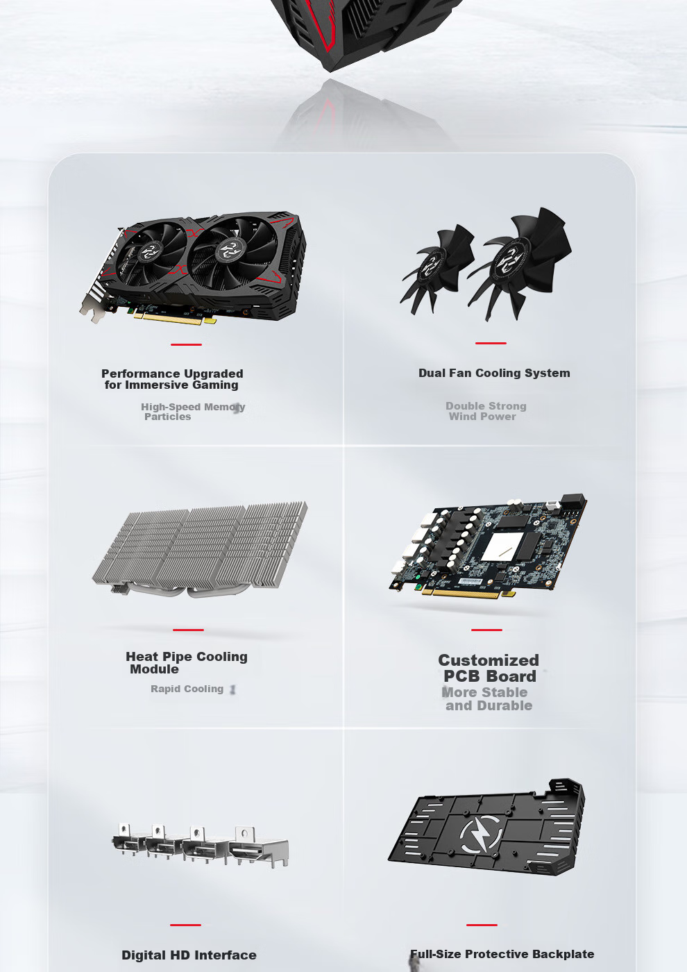 Panlei (PELADN) RADEON RX 5500 GDDR6 8GB Dual Fan, New Office Gaming Design 4K High-Definition Computer Discrete Graphics Card 2