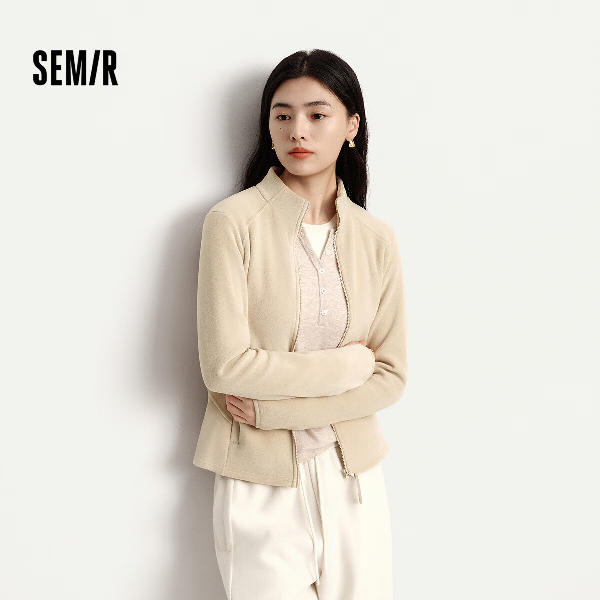 Semir Women's Slim Fit Stand Collar Jacket Winter 2025 Anti-Static Fleece Inner Layer 109725108002