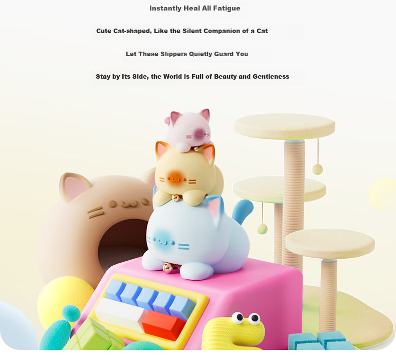 Chikoku Cute Cat Slippers for Women, Summer New Style Indoor Home Thick-Soled Cartoon Outdoor Sandals 5