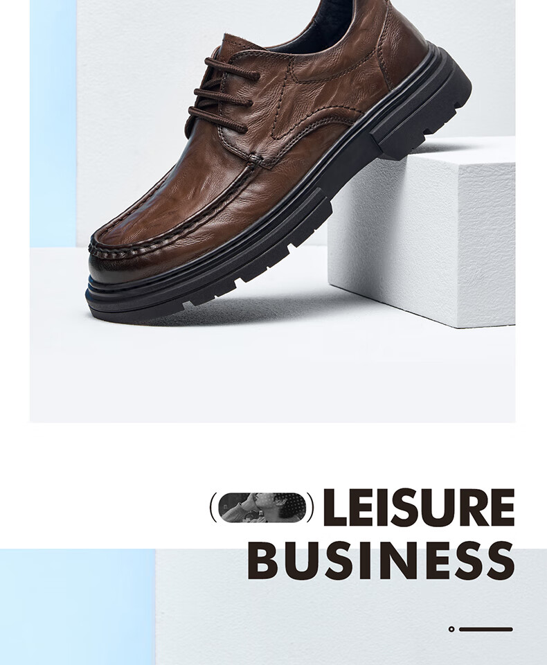 CAMEL Comfortable Commute Soft-Soled Textured Cowhide Classic Men's Business Casual Leather Shoes G15A155051 Brown 40 4