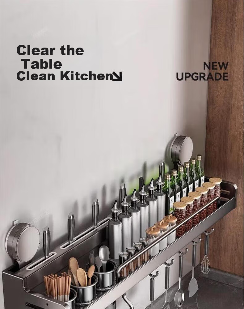 Century Zhenghe Kitchen Storage Rack Suction Cup Wall-Mounted No-Drill Spice Rack Chopsticks and Knife Holder Multifunctional Organizer 1
