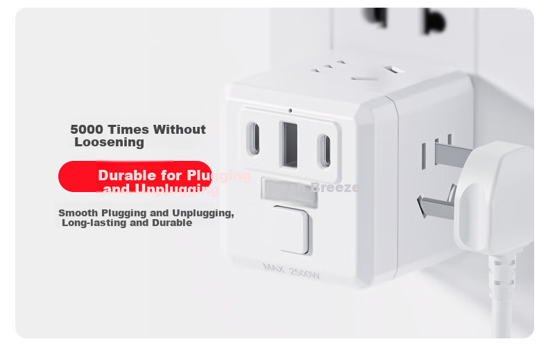 Kyfen 2500W High Power, Overload Protection, Master Switch, Multi-Outlet Adapter, Power Strip, Dormitory Office Use, Home Safety, 3-Prong, National Standard, Wireless 15