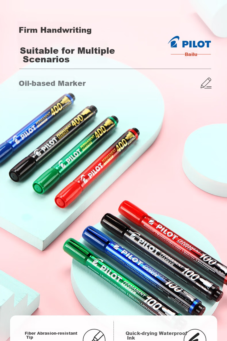 PILOT Oil-Based Marker Pen, Round Tip, Quick-Drying Marking Pen, SCA-100 F Tip, Green, 6-Pack 1