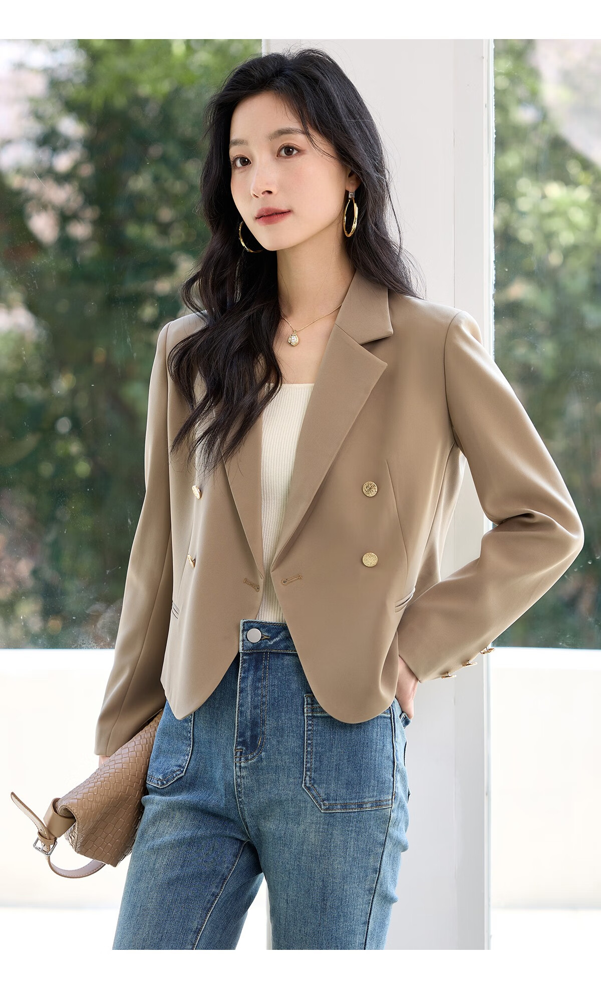 Chushen Spring and Autumn Women's Fashionable Short Casual Blazer Jacket S41U059 17
