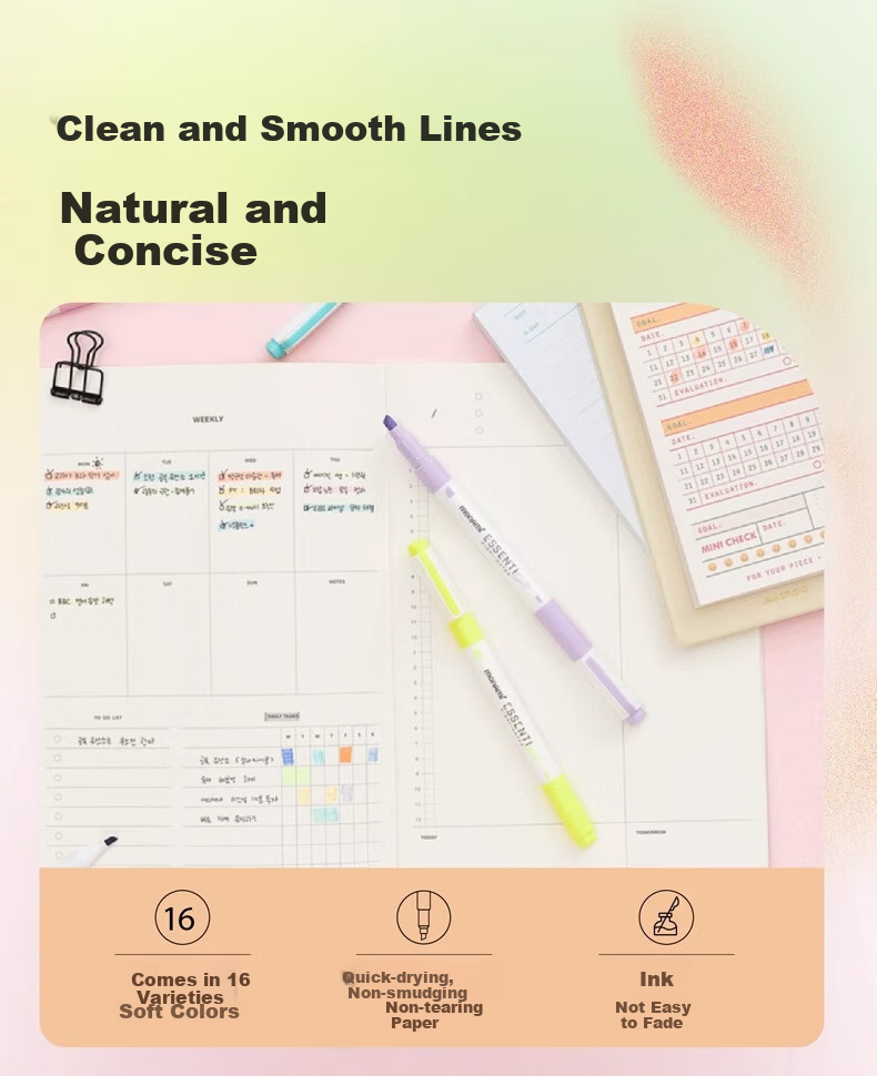 Monami Imported Double-Ended Highlighter Pen, Large Capacity for Students' Note-Taking And Marking, Colorful Pen Set, Dreamy 10-Color Set 06023Z10-FC 6