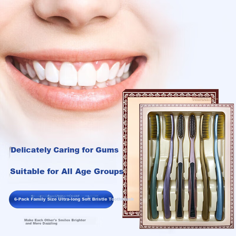 DAGO Wide-Head Luxury Toothbrush with Ultra-Soft Bristles, Extended Curved Handle, for Home Use, Suitable for Men And Women, Gentle on Gums, Easy to Use 1