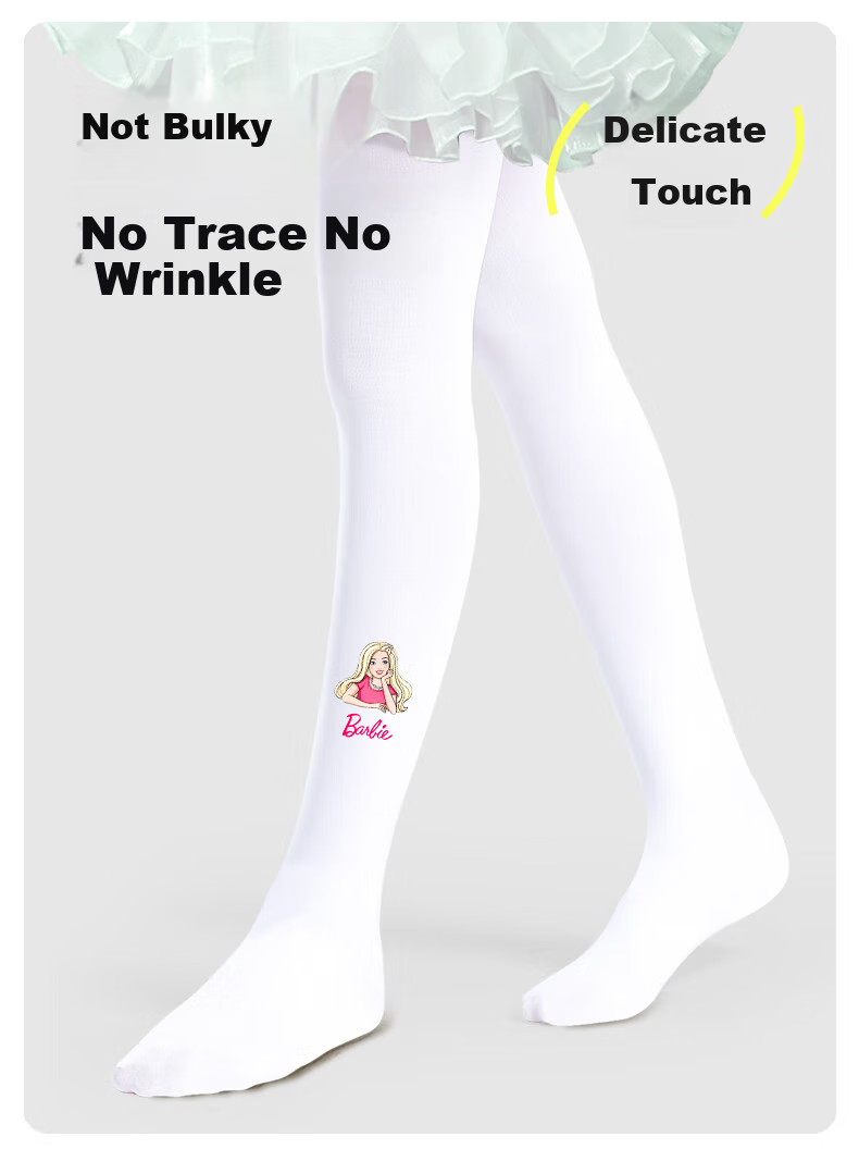 Barbie Girls' Tights, Thin Spring And Autumn Style, Children's Thigh-High Socks, Baby White Stockings, Girls' Leggings, Practice Dance Socks 6