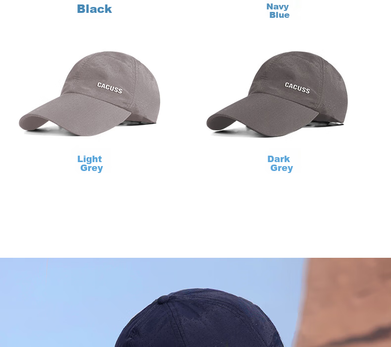 CACUSS Men's Baseball Cap Summer Outdoor Sunshade Breathable Mountaineering Duckbill Sports Cap Navy Blue L 13