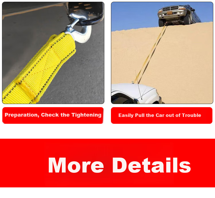 Beifute Car Tow Rope, Off-Road Towing Rope, Strong Tow Strap, Escape Rescue Rope, Towing Hook 7