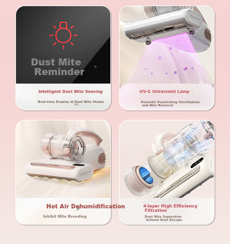Midea Infrared Dust Mite Remover, Pet Hair Vacuum BC3 Max, High-Temperature Sterilization And Mite Removal, Bed Vacuum Cleaner All-In Machine for Dust And Mites 7