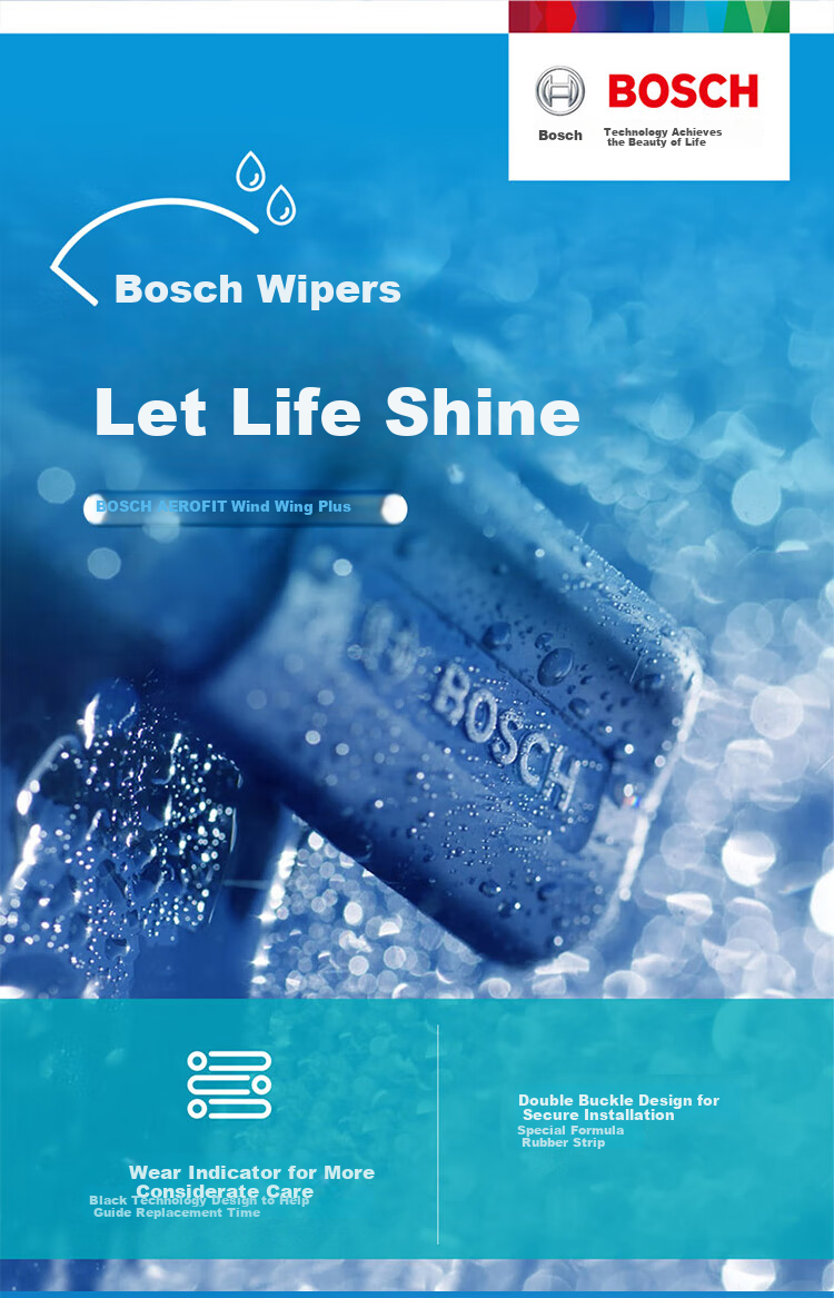 BOSCH Wind Wing U Wiper Blade 28/15, Compatible with 2016+ Honda Elysion/Elysion Hybrid 2
