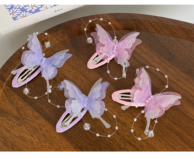 CHIMERA 4-Piece Butterfly Side Bang Hair Clips Girls Hairpins Children's Hair Accessories Birthday Gift for Girls 8
