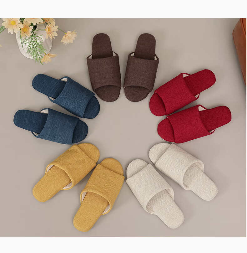Guoluofi Japanese Style Slippers Spring Autumn Silent Non-Slip Indoor Breathable Four Seasons Slippers Beige Size 38-39 4