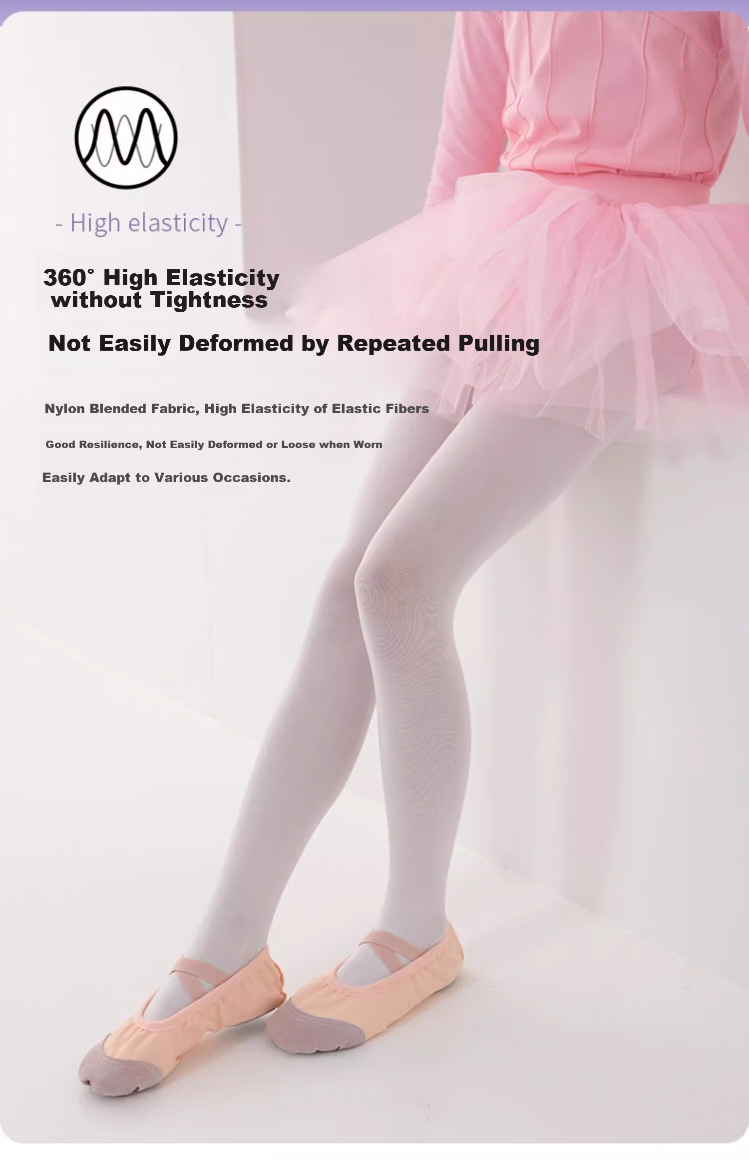 LangSha Children's Dance Tights, Girls' Practice White Anti-Sprain Pantyhose, Ultra-Thin Stockings for Dancing, Ballet Tights Suitable for Outdoor Wear 7