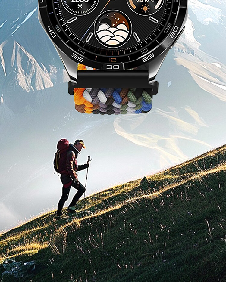 MSSM Compatible Huawei Watch GT6 Strap Watch5/GT5Pro/GT5/4/3/Watch4Pro/3Pro Nylon Woven Magnetic Buckle Strap [Space Gray] 22mm 7
