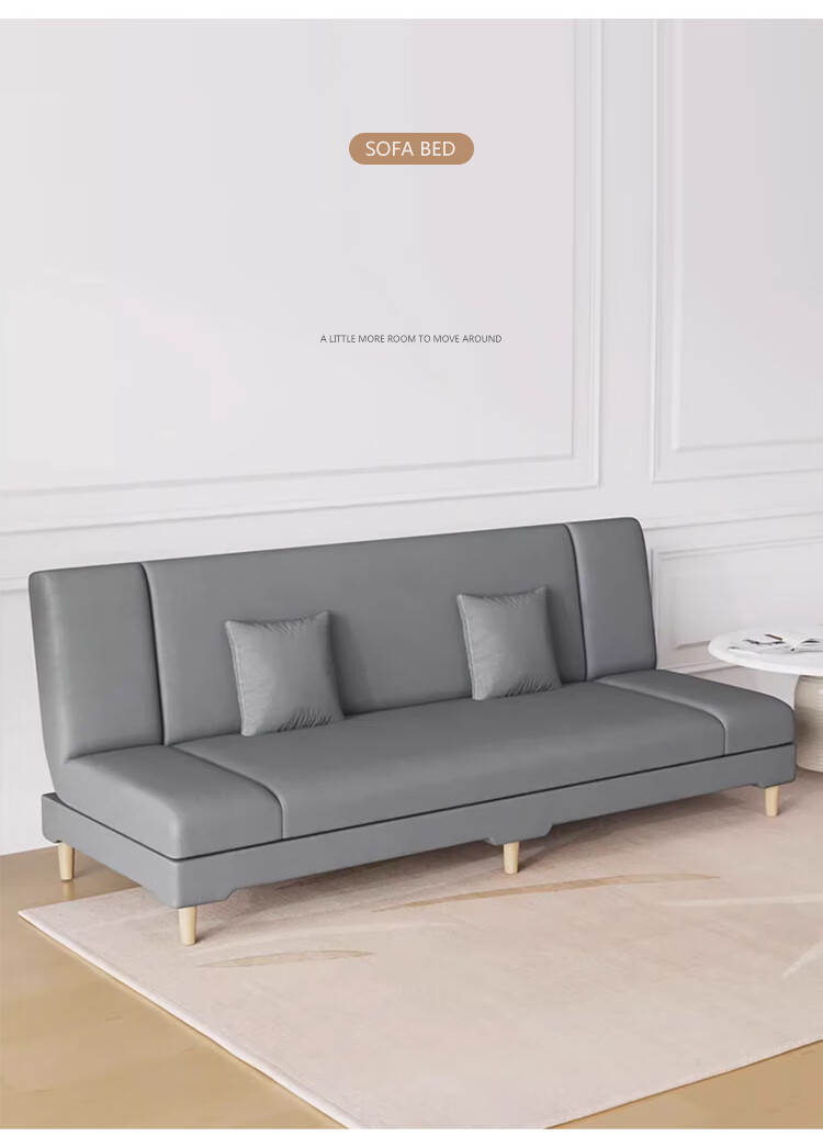 L&S Sofa Living Room Foldable Sofa Bed Dual-Use Small Apartment Fabric Sofa Four-Seater 66A Dark Gray 1.8m 5