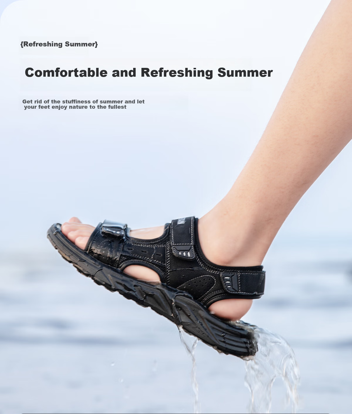 Huili Men's Sandals, Summer Outdoor Breathable Comfortable Beach Shoes, Non-Slip Wear-Resistant Versatile Casual Shoes for Men, Black, Size 42 8