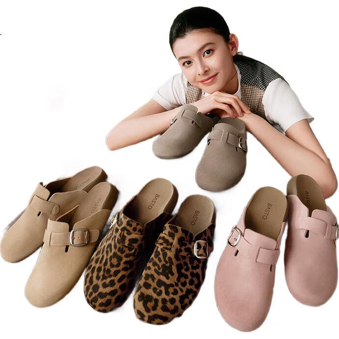 BASTO [Pistachio] Women's Thick-Soled Birkenstock-Style Slippers for Outdoor Wear, Fall 2026, A9080BH5