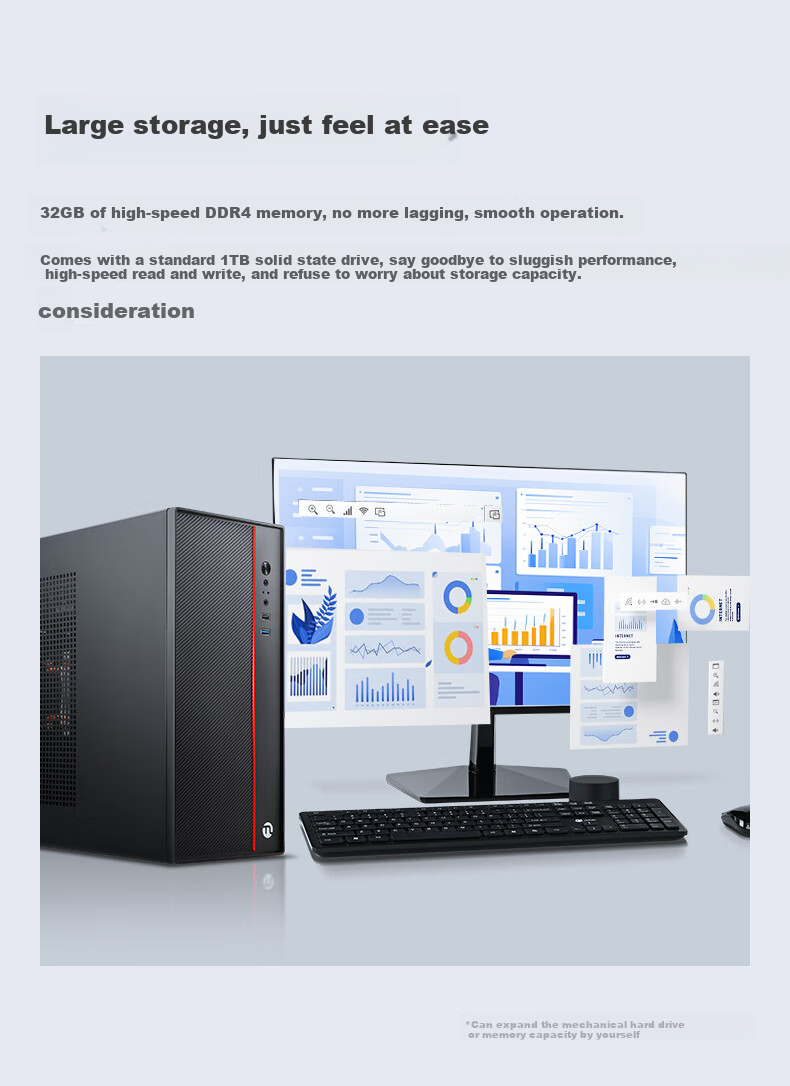 NINGMEI Zhuo I3 14100/16GB RAM Home Office Assembly Computer Tower/UPCdeepseek 5
