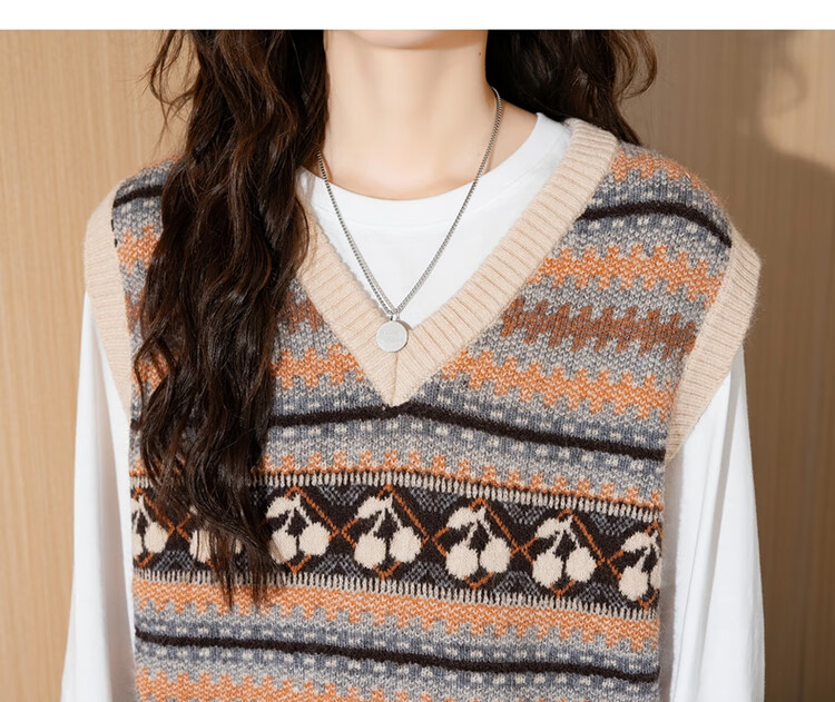 TonLion 2024 Women's V-Neck Jacquard Knit Vest Sweater 19