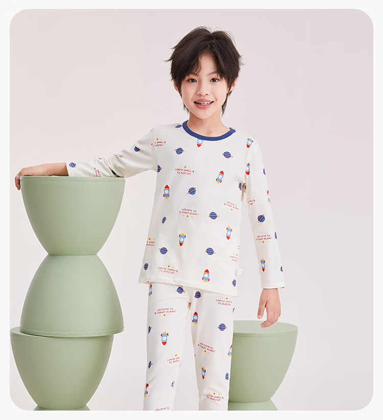 Hongdou Kids Thermal Underwear Set Class A Boys and Girls Autumn Long Johns Student Autumn Winter Base Layer with Bow Doll 150 7