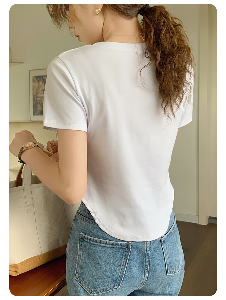 Urban Beauty 100% Cotton Slim Fit Short Sleeve T-Shirt for Women, Stylish Basic Tee, Shoulder Design, Slimming Fit 8