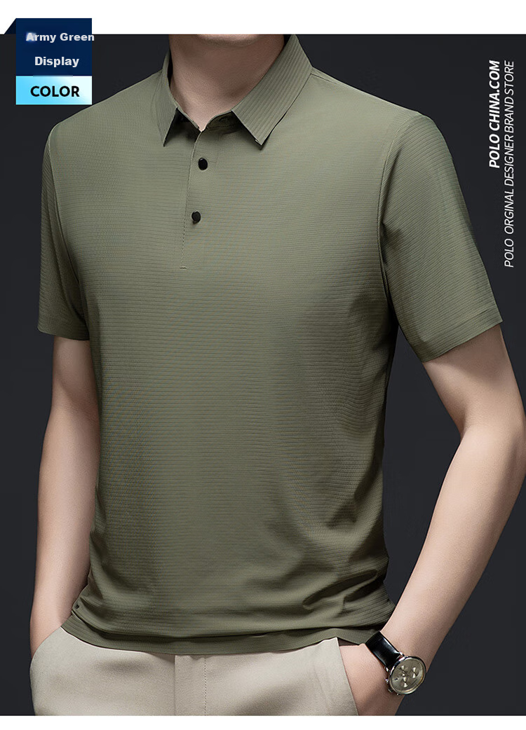 LangSha Polo Shirt for Men, Summer Sports T-Shirt, Loose-Fitting Cool Ice Silk Collar, Short Sleeve Fitness Running Father's Day Gift 30